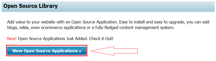 Red box around View Open Source Applications button