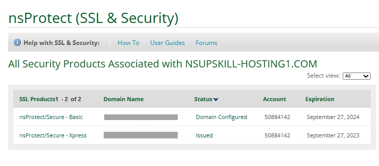 Select SSL to Manage