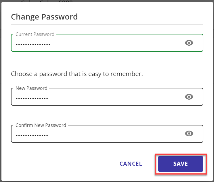Save new password