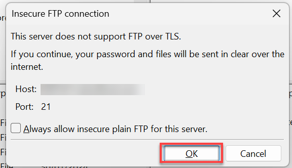 FTP connection
