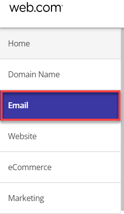 Red box around Email option on left menu