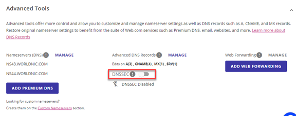 Red box around DNSSEC toggle switch