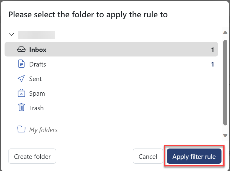 Apply filter rule button