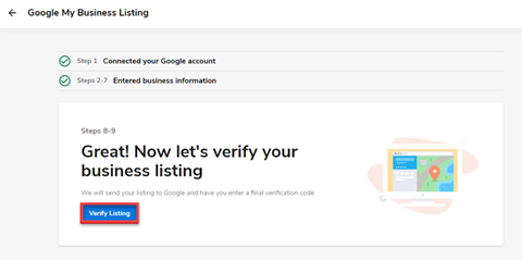 Image showing Connect Google - Verify Listing