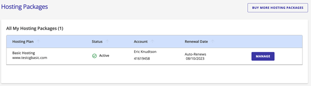 Image of the Manage Account button in Account Manager