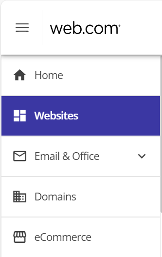 Website tab in the Account Manager navigation menu