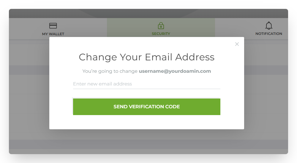 Screenshot of CD Account Manager Change Email Screen