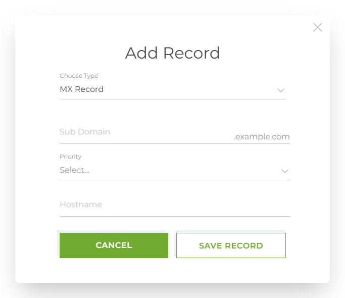 Screenshot of CD MX Record Box in Account Manager