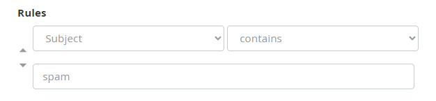 Screenshot of CD Email Exchange Configure Email Filters in cPanel Set Rules Section