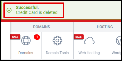 Screenshot of VD Account Manager Card Successfully Deleted Prompt