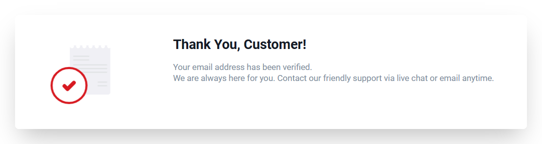 Screenshot of VD Email Address Verifictaion Complete Prompt