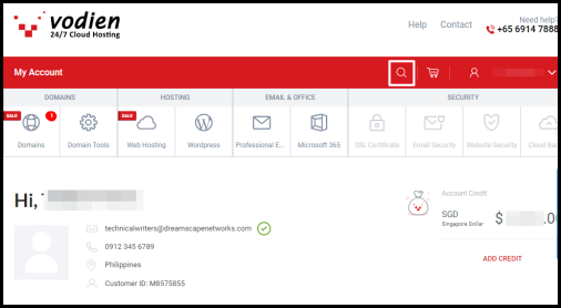 Screenshot of VD Account Manager Search Icon