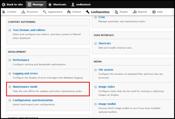 Screenshot of VD WordPress Drupal Maintenance Mode Button