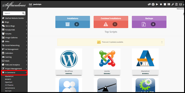 Screenshot of VD WordPress Softaculous eCommerce Dropdown