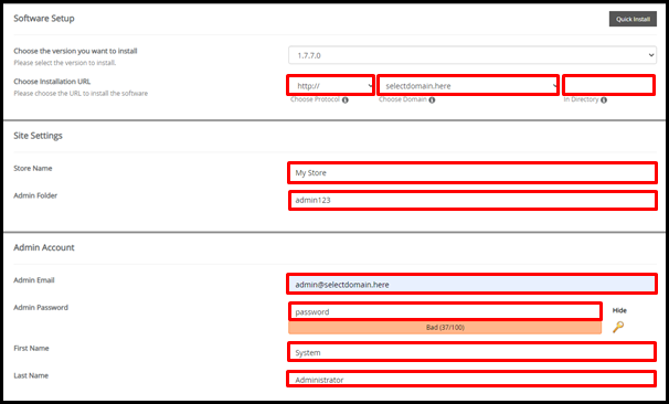 Screenshot of VD WordPress PrestaShop Software Setup Details