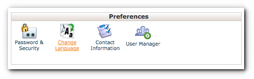 Screenshot of VD cPanel Change Language Icon Under Preferences Panel