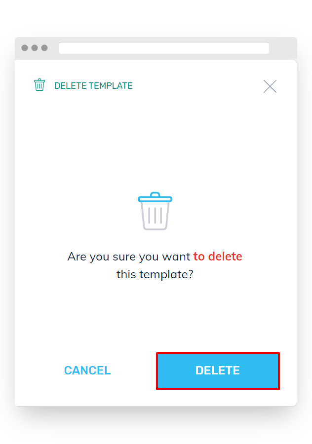 Confirmation to Delete Email Marketing Template