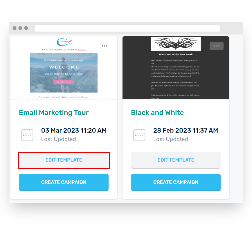 Edit Template Button for Vodien Email Marketing