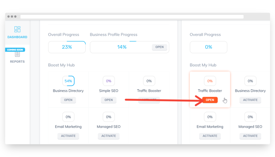 Open Traffic Booster Button