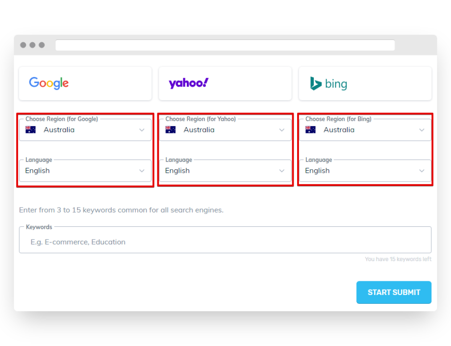 Select Region and Language on Search Engines