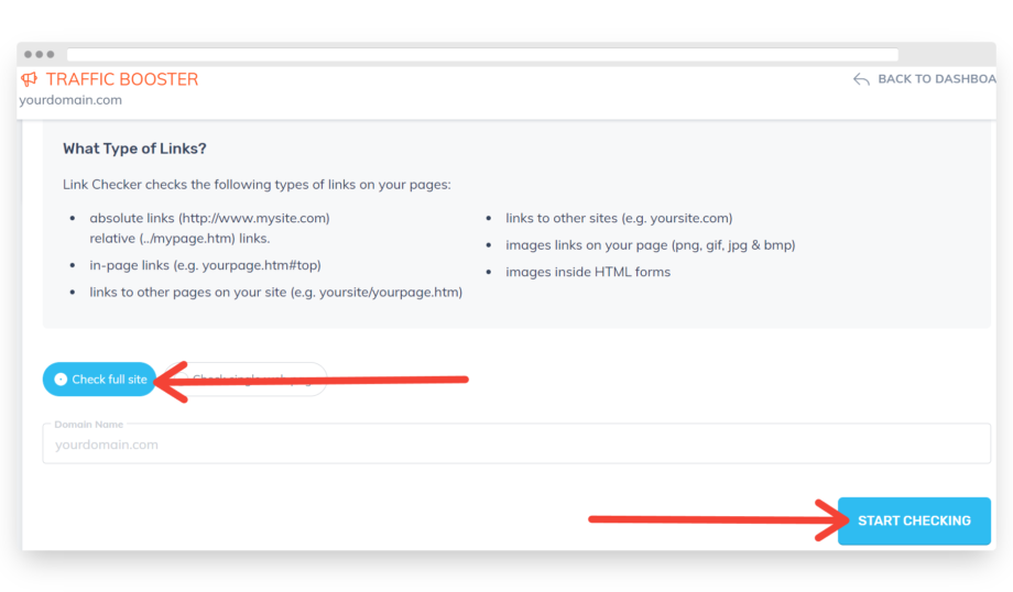 Start Full Site Checking