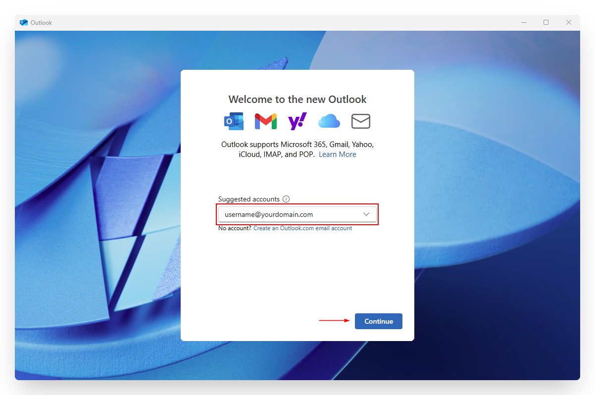 Screenshot of VD Titan Email New Outlook 365 Welcome Screen