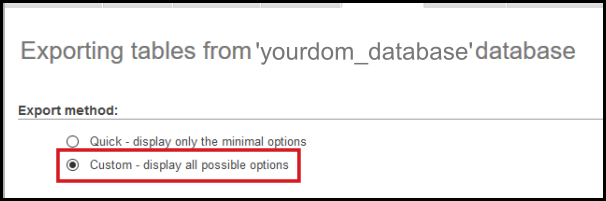 custom export via phpmyadmin