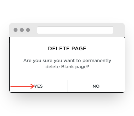 Screenshot of VD Website Builder Pages Confirm Delete Button