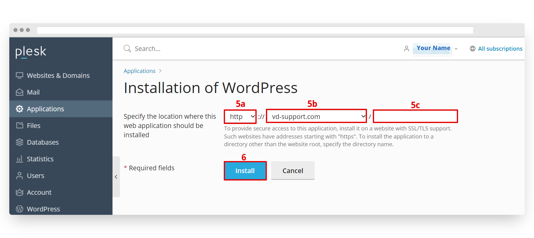 Screenshot of VD Windows Hosting Plesk Specify Website Root