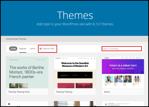 Screenshot of VD WordPress Themes Page