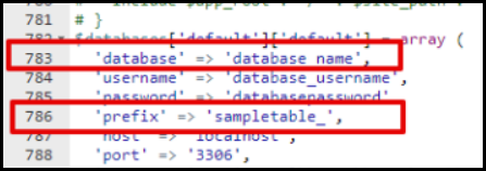 Screenshot of VD WordPress Drupal Database Details