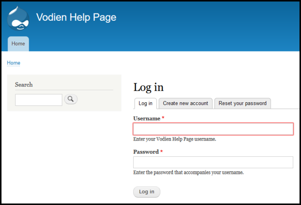 Screenshot of VD WordPress Drupal Login Page