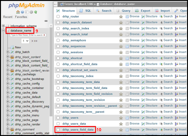 Screenshot of VD WordPress phpMyAdmin Users Field Table