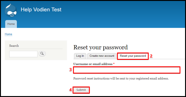 Screenshot of VD WordPress Drupal Reset Password Tab