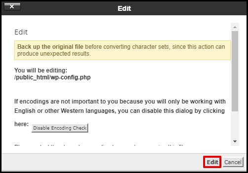 Screenshot of VD WordPress Security Keys and Salts Edit Button on Popup
