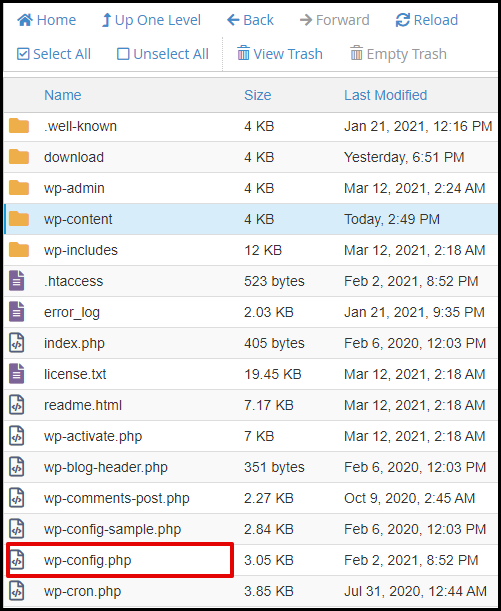 Screenshot of VD WordPress Security Keys and Salts wpconfig File